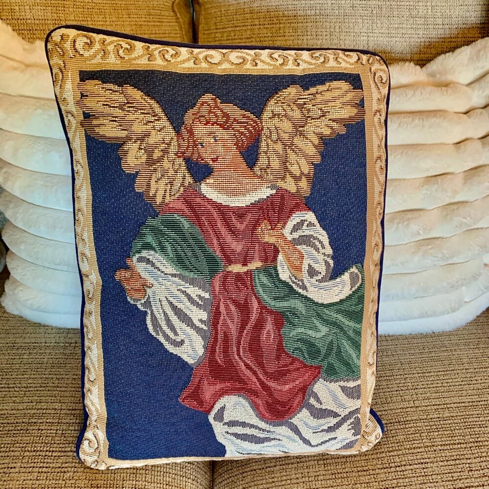 Guardian Angel Throw Pillow Tapestry Victorian Christmas Rectangular Decorative